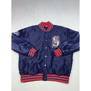Seattle Mariners Gonzaga University Satin Quilt Lined Snap Jacket MLB Mens S